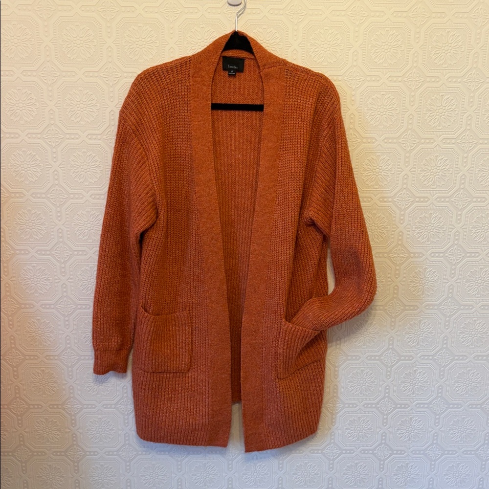 Lumiere Cozy Orange Open-Front Sweater Size M